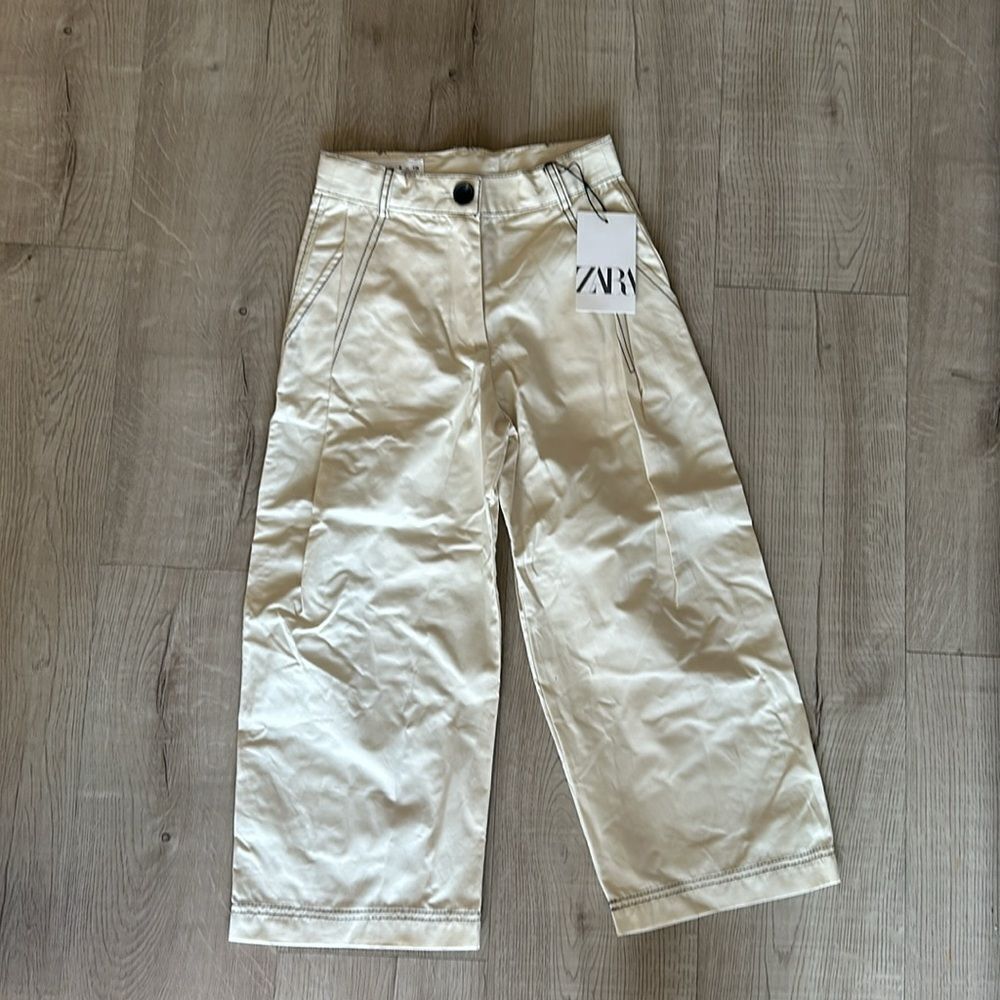 ZARA Kids | Butter | TOPSTITCHED POPLIN PANTS - Picture 8 of 8